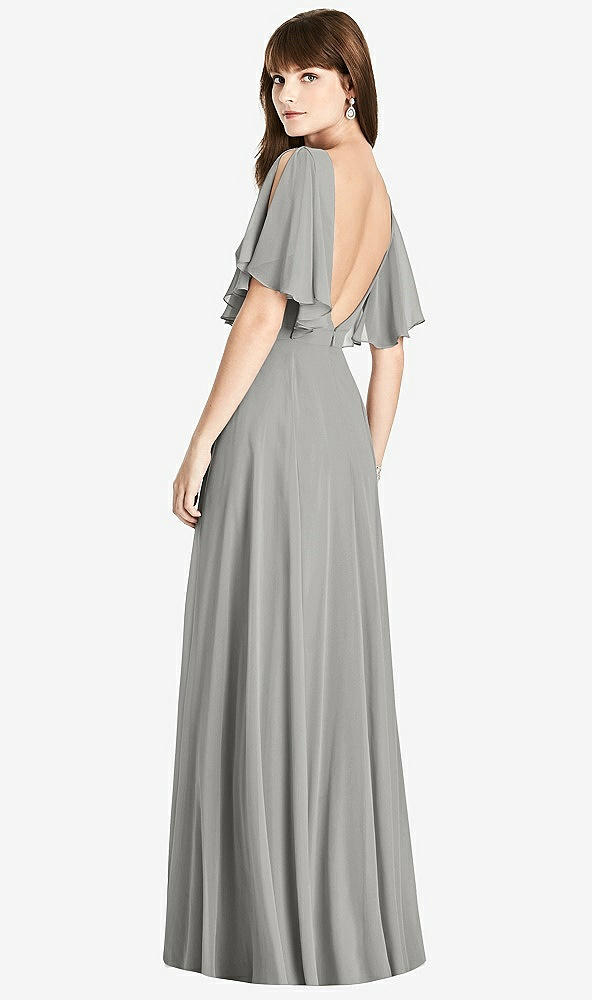 Front View - Chelsea Gray Split Sleeve Backless Maxi Dress - Lila