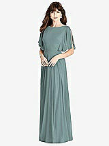 Rear View Thumbnail - Icelandic Split Sleeve Backless Maxi Dress - Lila