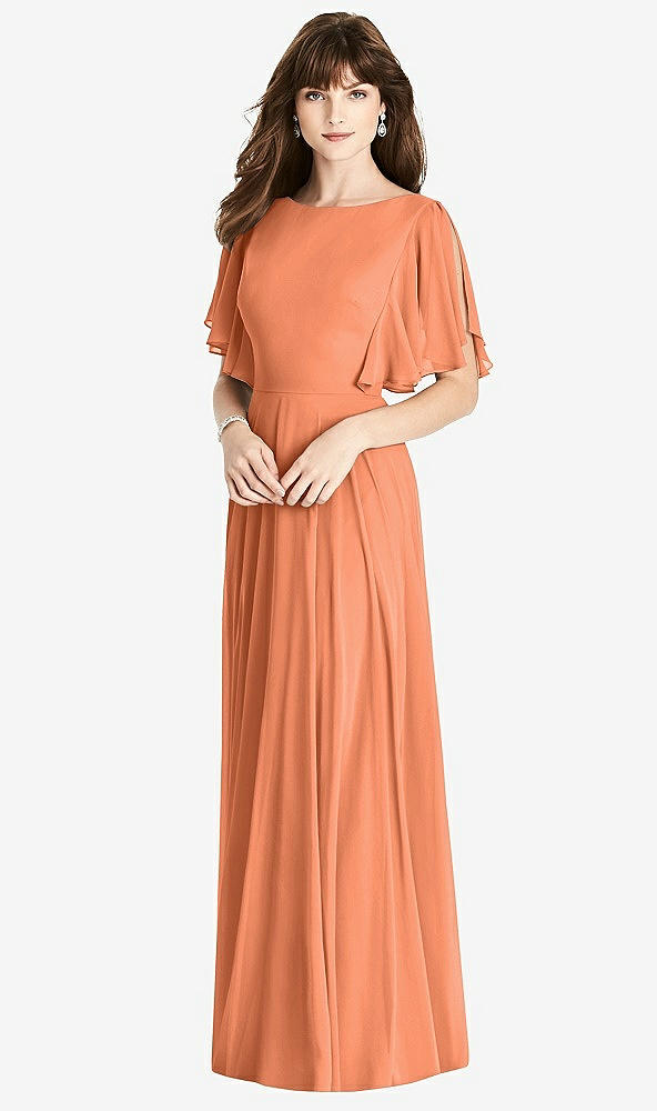 Back View - Sweet Melon Split Sleeve Backless Maxi Dress - Lila