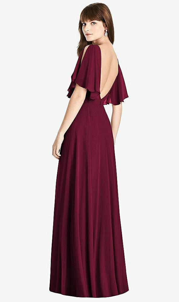 Front View - Cabernet Split Sleeve Backless Maxi Dress - Lila