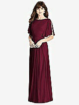 Rear View Thumbnail - Cabernet Split Sleeve Backless Maxi Dress - Lila