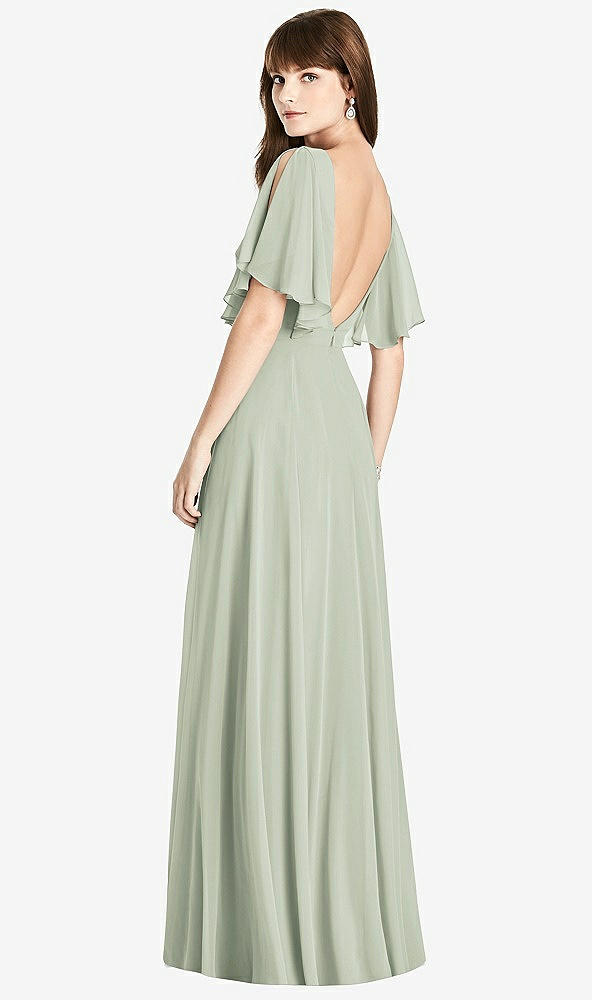 Front View - Celadon Split Sleeve Backless Maxi Dress - Lila