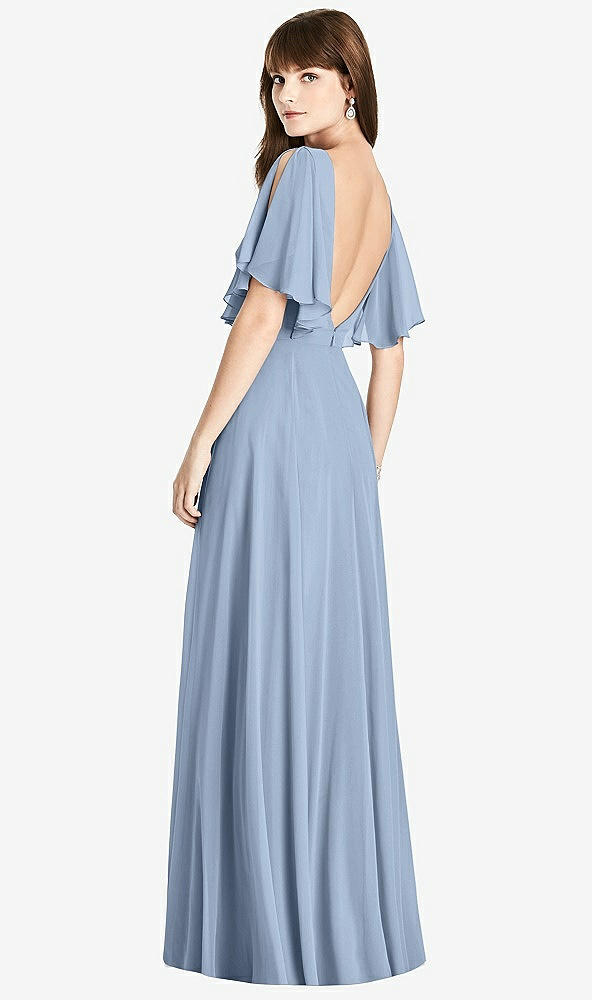 Front View - Cloudy Split Sleeve Backless Maxi Dress - Lila