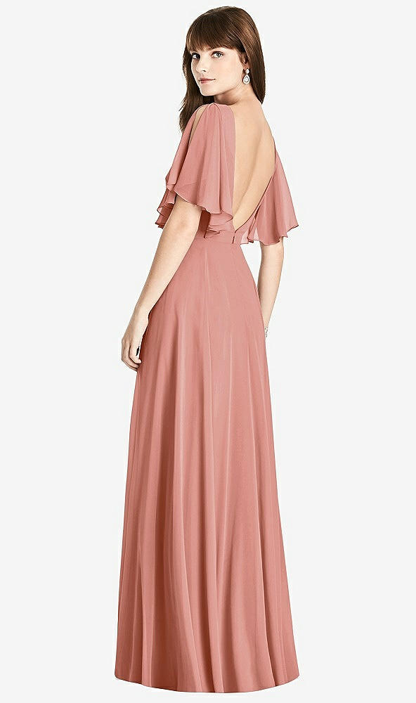 Front View - Desert Rose Split Sleeve Backless Maxi Dress - Lila