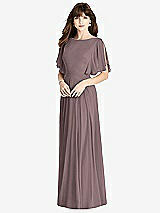 Rear View Thumbnail - French Truffle Split Sleeve Backless Maxi Dress - Lila