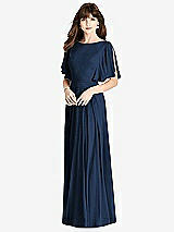 Rear View Thumbnail - Midnight Navy Split Sleeve Backless Maxi Dress - Lila