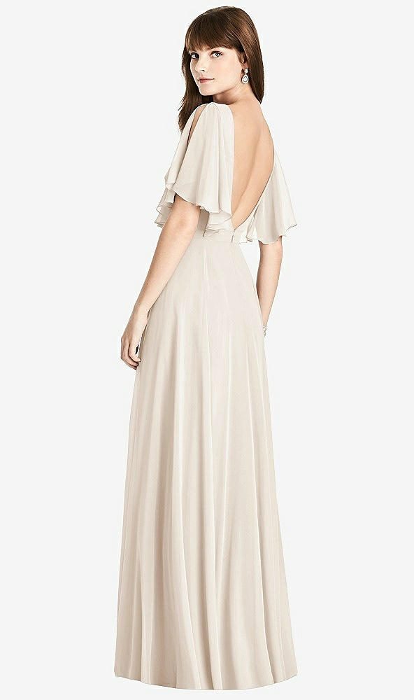 Front View - Oat Split Sleeve Backless Maxi Dress - Lila