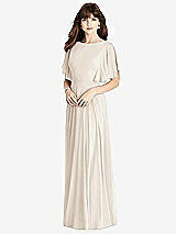 Rear View Thumbnail - Oat Split Sleeve Backless Maxi Dress - Lila