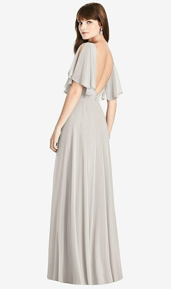 Front View - Oyster Split Sleeve Backless Maxi Dress - Lila