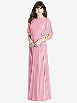 Rear View Thumbnail - Peony Pink Split Sleeve Backless Maxi Dress - Lila