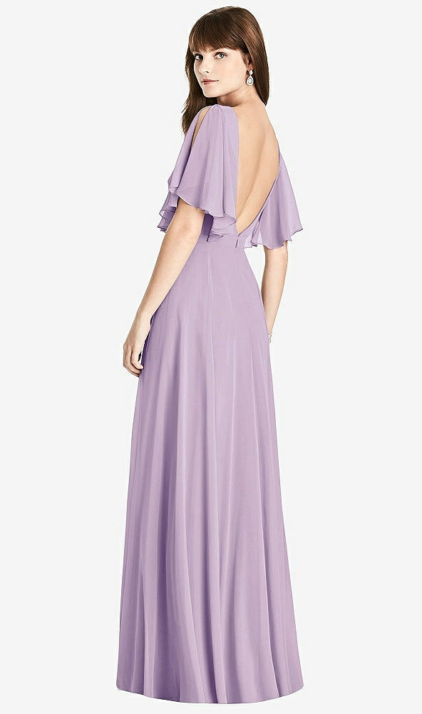 Front View - Pale Purple Split Sleeve Backless Maxi Dress - Lila