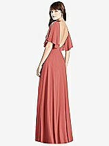 Front View Thumbnail - Coral Pink Split Sleeve Backless Maxi Dress - Lila