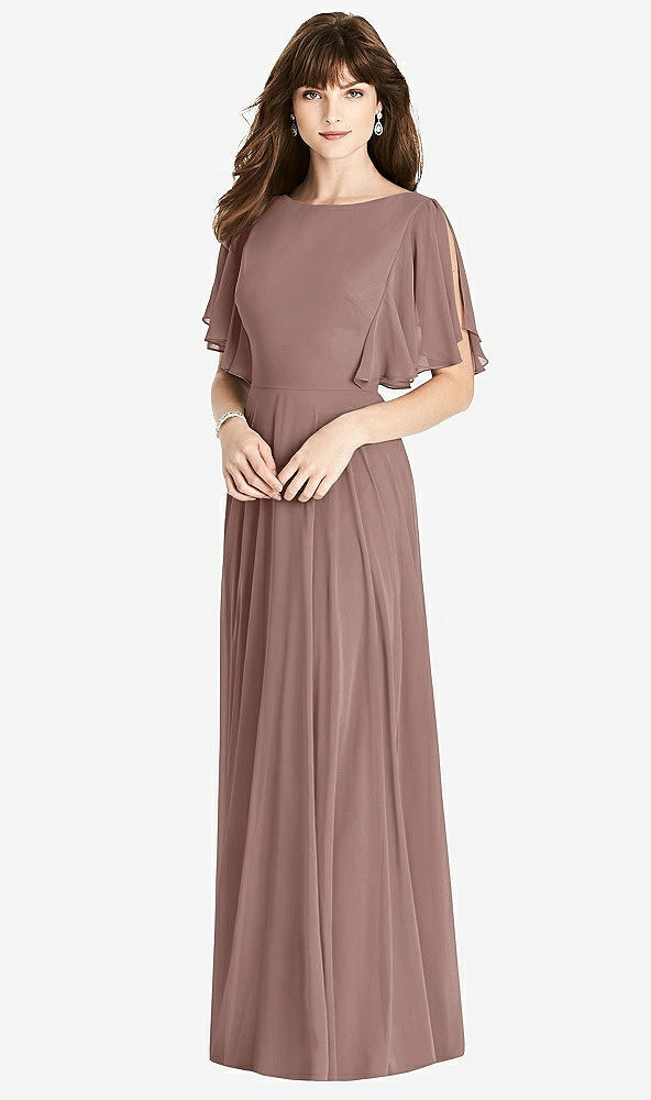 Back View - Sienna Split Sleeve Backless Maxi Dress - Lila