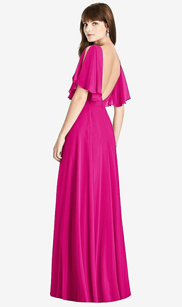 Front View - Think Pink Split Sleeve Backless Maxi Dress - Lila