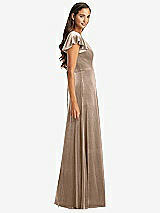 Side View Thumbnail - Topaz Flutter Sleeve Velvet Maxi Dress with Pockets