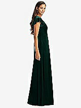 Side View Thumbnail - Evergreen Flutter Sleeve Velvet Maxi Dress with Pockets