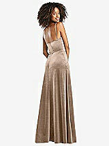 Rear View Thumbnail - Topaz Cowl-Neck Velvet Maxi Dress with Pockets