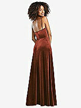 Rear View Thumbnail - Auburn Moon Cowl-Neck Velvet Maxi Dress with Pockets