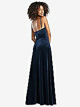 Rear View Thumbnail - Midnight Navy Cowl-Neck Velvet Maxi Dress with Pockets