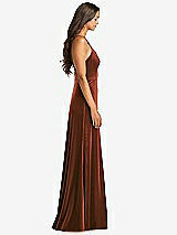 Side View Thumbnail - Auburn Moon Velvet Halter Maxi Dress with Front Slit - Harper