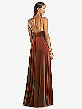 Rear View Thumbnail - Auburn Moon Velvet Halter Maxi Dress with Front Slit - Harper