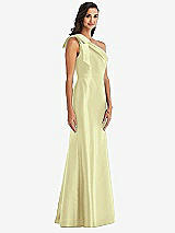 Alt View 3 Thumbnail - Butter Yellow Bow One-Shoulder Satin Trumpet Gown