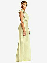 Alt View 5 Thumbnail - Butter Yellow Bow One-Shoulder Satin Trumpet Gown