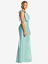 Alt View 5 Thumbnail - Coastal Bow One-Shoulder Satin Trumpet Gown