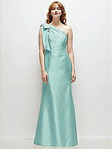 Front View Thumbnail - Coastal Bow One-Shoulder Satin Trumpet Gown