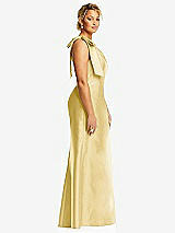 Alt View 5 Thumbnail - Maize Bow One-Shoulder Satin Trumpet Gown