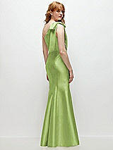 Side View Thumbnail - Mojito Bow One-Shoulder Satin Trumpet Gown