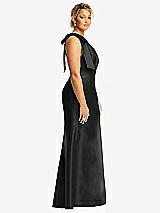 Alt View 5 Thumbnail - Black Bow One-Shoulder Satin Trumpet Gown