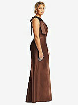 Alt View 5 Thumbnail - Cognac Bow One-Shoulder Satin Trumpet Gown