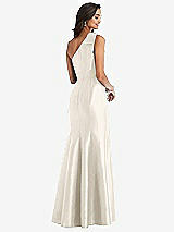 Alt View 2 Thumbnail - Ivory Bow One-Shoulder Satin Trumpet Gown