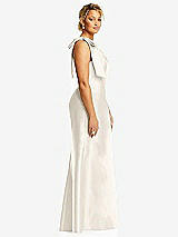 Alt View 5 Thumbnail - Ivory Bow One-Shoulder Satin Trumpet Gown