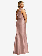 Alt View 6 Thumbnail - Neu Nude Bow One-Shoulder Satin Trumpet Gown