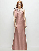 Front View Thumbnail - Neu Nude Bow One-Shoulder Satin Trumpet Gown