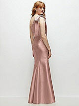 Side View Thumbnail - Neu Nude Bow One-Shoulder Satin Trumpet Gown