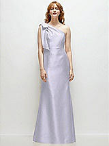 Front View Thumbnail - Silver Dove Bow One-Shoulder Satin Trumpet Gown