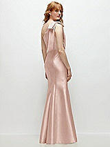 Side View Thumbnail - Toasted Sugar Bow One-Shoulder Satin Trumpet Gown