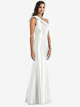 Alt View 3 Thumbnail - White Bow One-Shoulder Satin Trumpet Gown