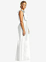 Alt View 5 Thumbnail - White Bow One-Shoulder Satin Trumpet Gown