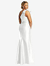 Alt View 6 Thumbnail - White Bow One-Shoulder Satin Trumpet Gown