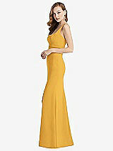 Side View Thumbnail - NYC Yellow Wide Strap Notch Empire Waist Dress with Front Slit