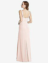 Rear View Thumbnail - Blush Wide Strap Notch Empire Waist Dress with Front Slit