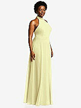 Side View Thumbnail - Butter Yellow High Neck Halter Backless Maxi Dress