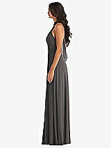 Alt View 3 Thumbnail - Caviar Gray High Neck Halter Backless Maxi Dress