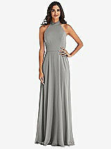 Alt View 1 Thumbnail - Chelsea Gray High Neck Halter Backless Maxi Dress