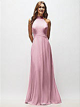 Alt View 5 Thumbnail - Dusty Pink High Neck Halter Backless Maxi Dress