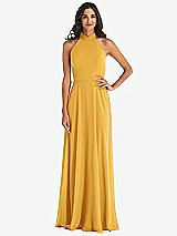 Alt View 1 Thumbnail - NYC Yellow High Neck Halter Backless Maxi Dress